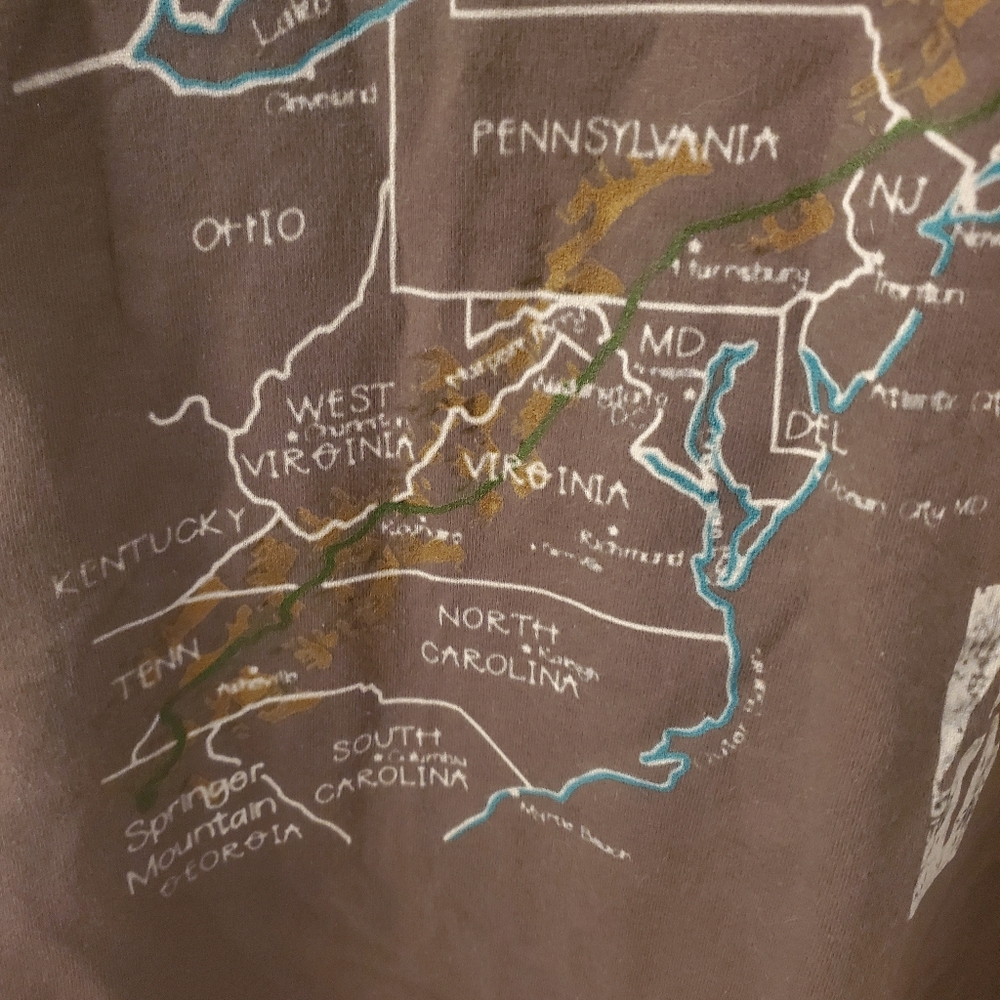 NWOT Men's Gray Appalachian Trail Map T Shirt - Picture 5 of 7